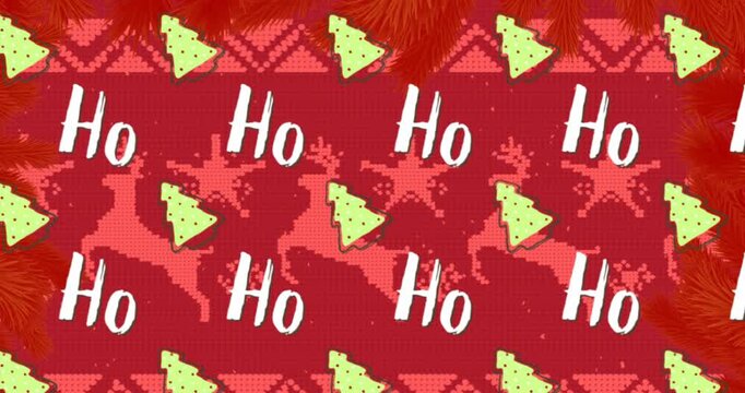 Animation of snow falling, christmas greetings text over christmas decorations