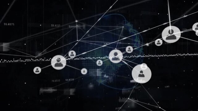 Animation of network of connections over data processing