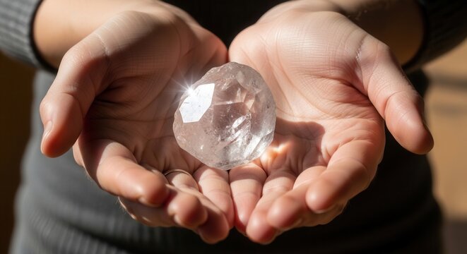 Person holding large rough diamond in cupped hands