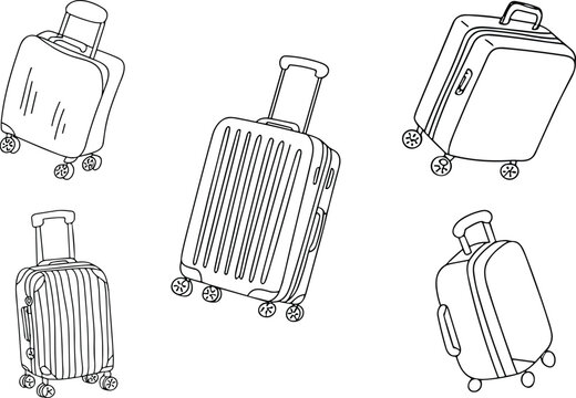 Line Art Rolling Suitcases Collection, travel luggage concept