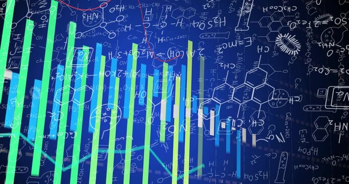 On start, vertical bars expanding and shifting right, red cyan lines tracing to show science data