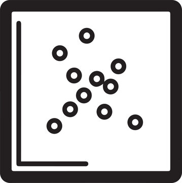 minimalist black scatter plot icon with bold outline isolated on white background