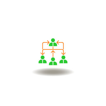 Vector illustration of flowchart with business persons. Symbol of restructuring. Icon of restructure.