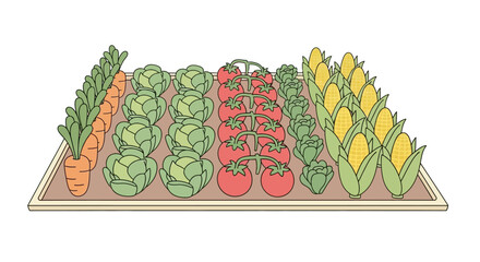 Naklejka premium Variety of fresh vegetables on tray.