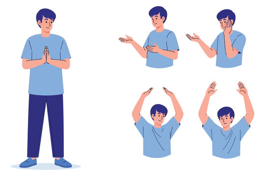 A man demonstrating various mobile phone usage positions and gestures