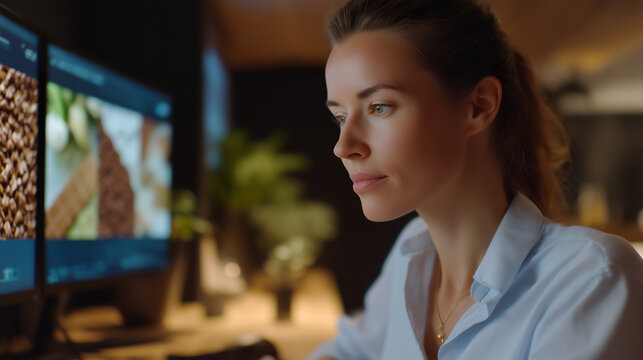 Researcher analyzes MRI scans showing brain pleasure centers activating during chocolate tasting, split screen comparing different cacao percentages, clinical neuroscience laboratory, ideal for cogn