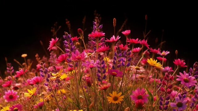 Summer Meadow Wildflowers in Breeze