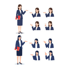 Obraz premium Businesswoman gestures and expressions in various poses