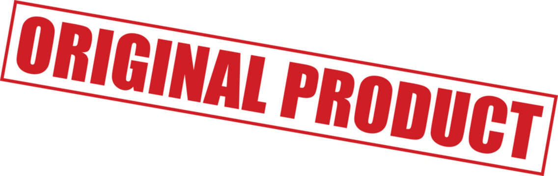 Red original product stamp with bold text