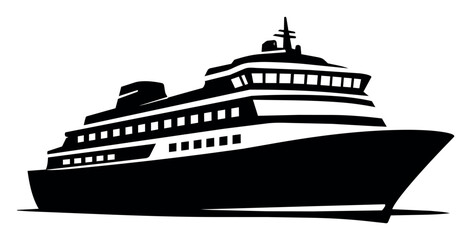 Fototapeta premium Iconic cruise ship silhouette symbolizing vacationing, relaxing travel, and sea transport for holiday adventures