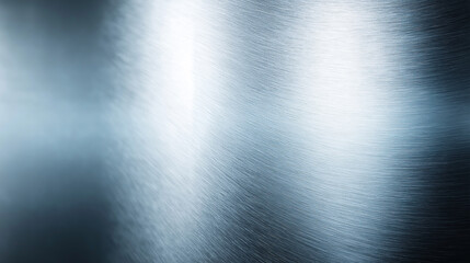 Fototapeta premium Brutal brushed metal texture showing a deep gradient from dark shadow to cool blue highlights with clear linear grain pattern for industrial designs.