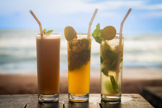 tropical cocktails on the beach