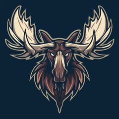 Fototapeta premium Angry Moose Mascot Logo for Esports Team and Sports Branding