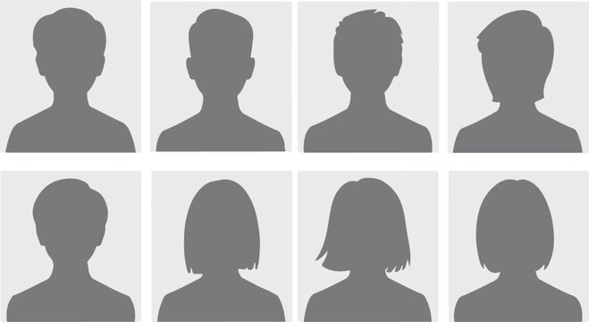 avatar profile icon silhouettes collection eight faces in frames