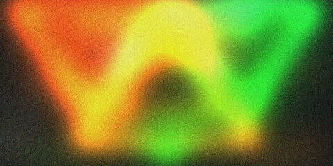 Abstract Vibrant Neon Gradient Background with Blurred Letter W Shape and Grainy Texture © RACCOON