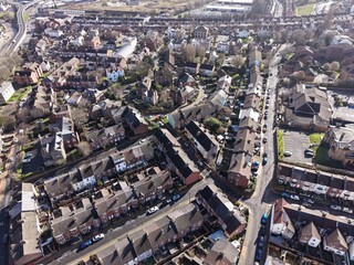 Obraz premium Birkenhead, Merseyside - 03162026:Birkenhead Town Centre Wirral Merseyside Aerial View of Urban Density and Clear Daylight