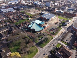Obraz premium Birkenhead, Merseyside - 03162026:Birkenhead Town Centre Wirral Merseyside Aerial View of Townscape and Soft Natural Light
