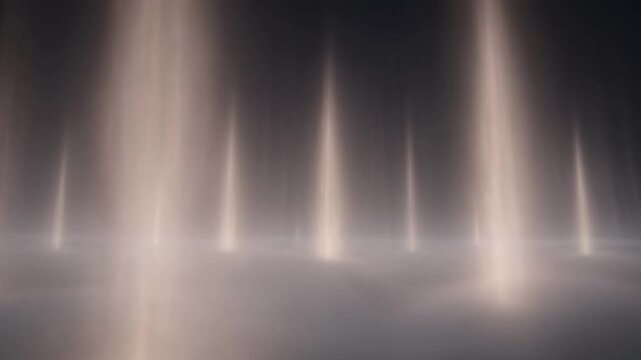 Light beams shine brightly in dark room with spotlight effects