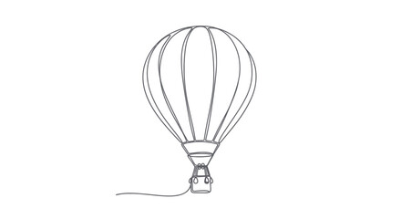 Minimalist hot air balloon line art, isolated on white, travel concept © rahma