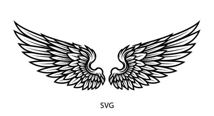 Obraz premium Stylized Angel Wings Illustration - Black and White Vector Graphic