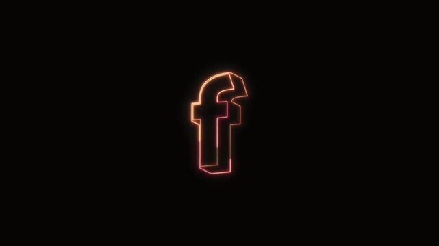  Alphabet f Neon Text Seamless Loop 4K with Black Background Animated Promotional Typography for Video Editing