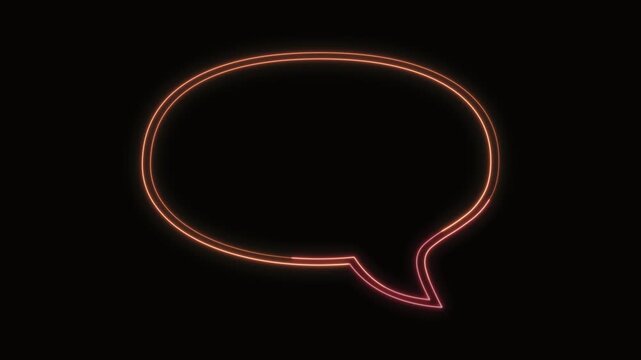  Message Box Icon Neon Seamless Loop 4K with Black Background Animated Promotional Typography for Video Editing