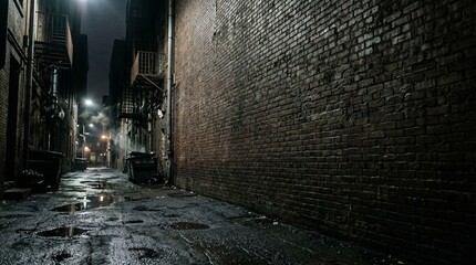 Dark Gritty City Alleyway With Blank Brick Wall © sxcd