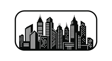 Obraz premium Vector illustration&nbsp;of black and white city skyline silhouette vector illustration