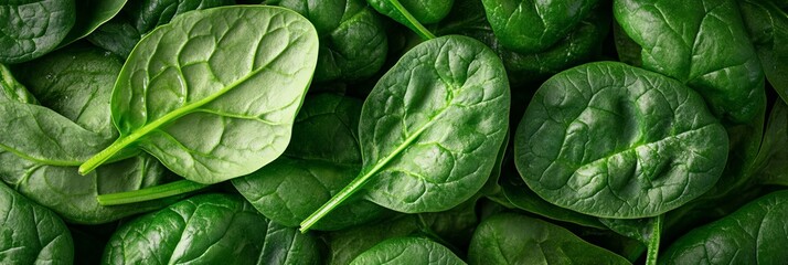 Obraz premium Studio Shot of Fresh Green Spinach Leaves Layered Densely with Glossy Surfaces and Soft Illumination