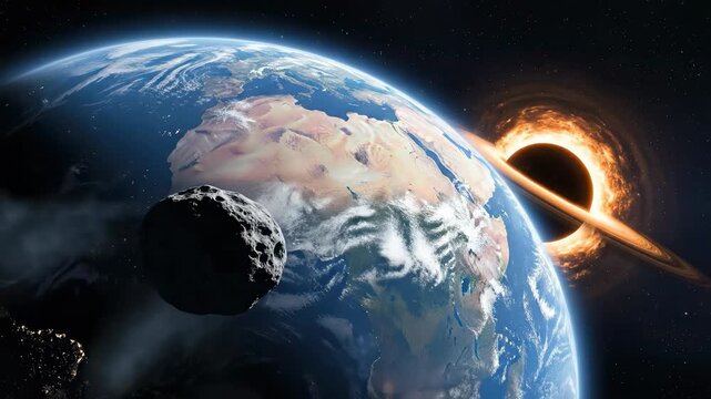 Earth and celestial objects in space