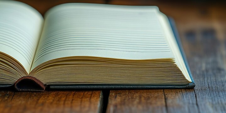 An Old Open Notebook on a Beautiful Wood Surface, Capturing Memories, Ideas, and Life Stories