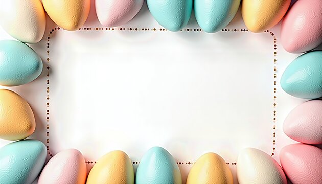 frame for text made from colourful easter eggs