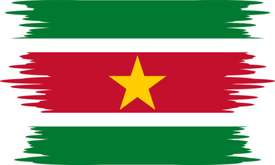 Obraz premium Suriname flag with brush or torn paper effect in high quality