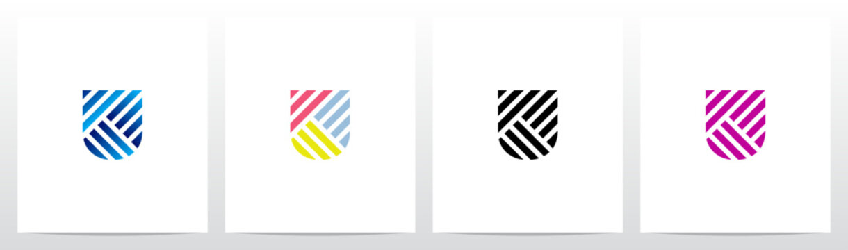 Diagonal Lines Different Direction Rectangles Converge Letter Initial Logo Design U