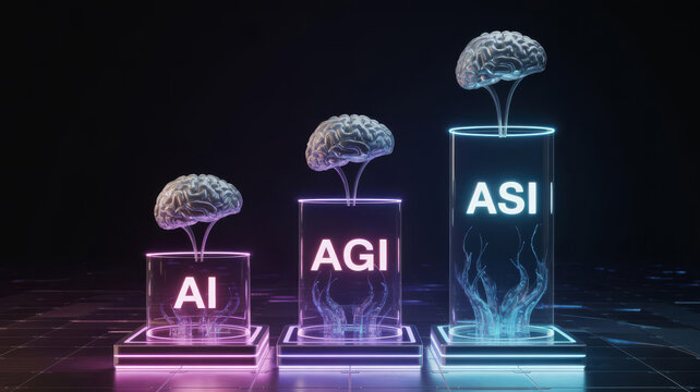 Artificial Intelligence AI AGI ASI Evolution Hierarchy Future Technology Concept