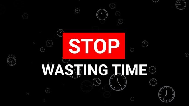 Stop Wasting Time Clock flying, Lost Minutes Hours Animation