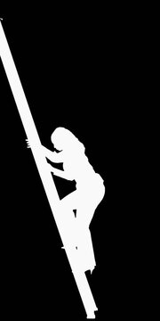 business woman silhouette of daily working action with alpha channel