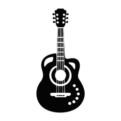 Obraz premium acoustic guitar silhouette icon illustration for music string instrument and live performance design