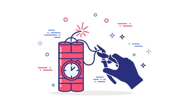 Hand holding bomb with timer device.