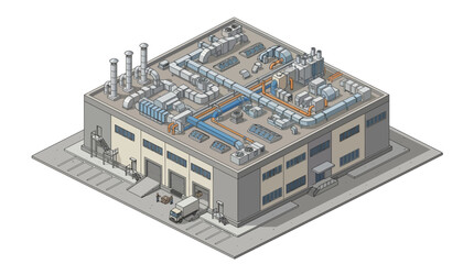Obraz premium Industrial Building with Ventilation System and Loading Dock