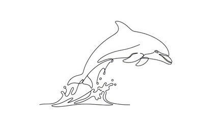 Naklejka premium Marine mammal leaps dramatically from the water surface showing dynamic movement.