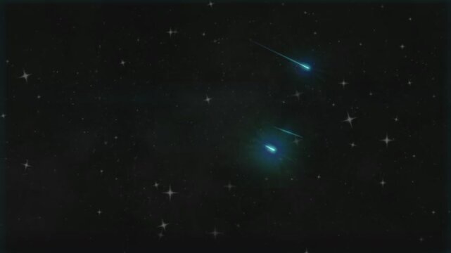 Magical Shooting Stars and Meteors Falling in the Dark Night Sky Loop