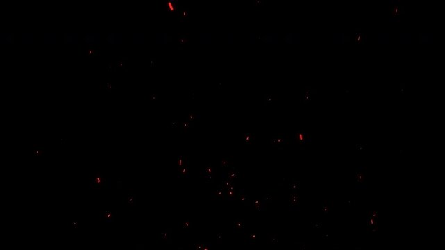 Realistic fire sparks rising up particles overlay video alpha channel ember flame hot glowing ideal for cinematic visual effects in film editing