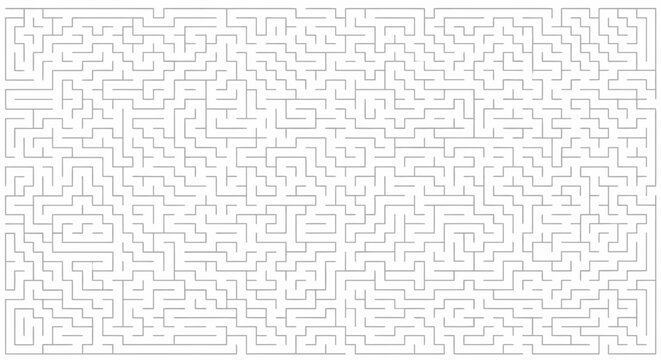 Abstract intricate grey maze puzzle on white background, symbolizing complexity, challenge, problem solving, and strategic thinking.