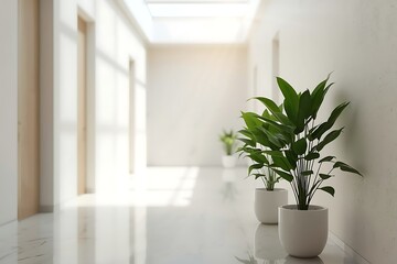 Fototapeta premium Generative AI Bright Sunlit Indoor Space with Lush Green Houseplants for Modern Home Decor