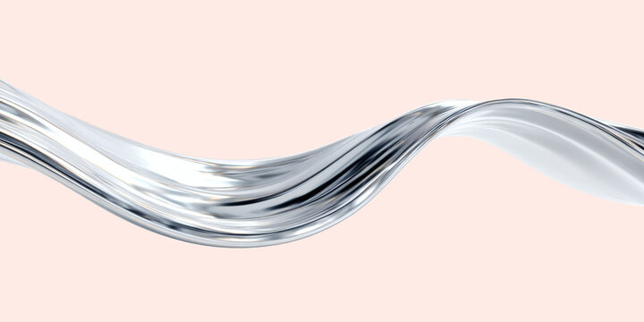 Abstract waves on a neutral, transparent background. Liquid glass flows, shiny liquid. 3d texture, gradient. For designers, advertising, IT.