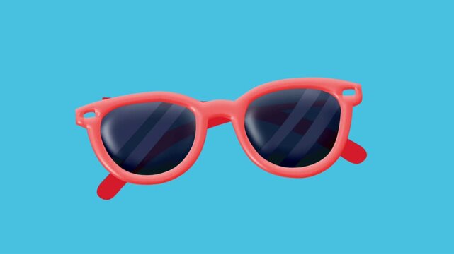 2D Animated Sunglasses with Stylish Summer Frame Detail for Vacation Fashion Concept