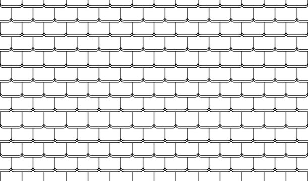 Seamless pattern with traditional scalloped roof tile outline texture