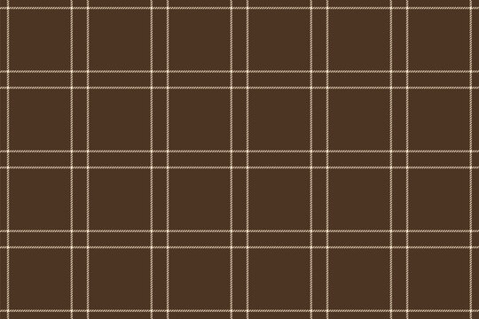 Seamless windowpane plaid checkered pattern. Rustic deep brown plaid repeating background for home decor, autumn dress, flannel shirts