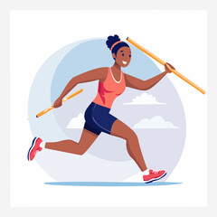 Fototapeta premium Dynamic Illustration of a Female Pole Vaulter in Action, Ready to Soar.